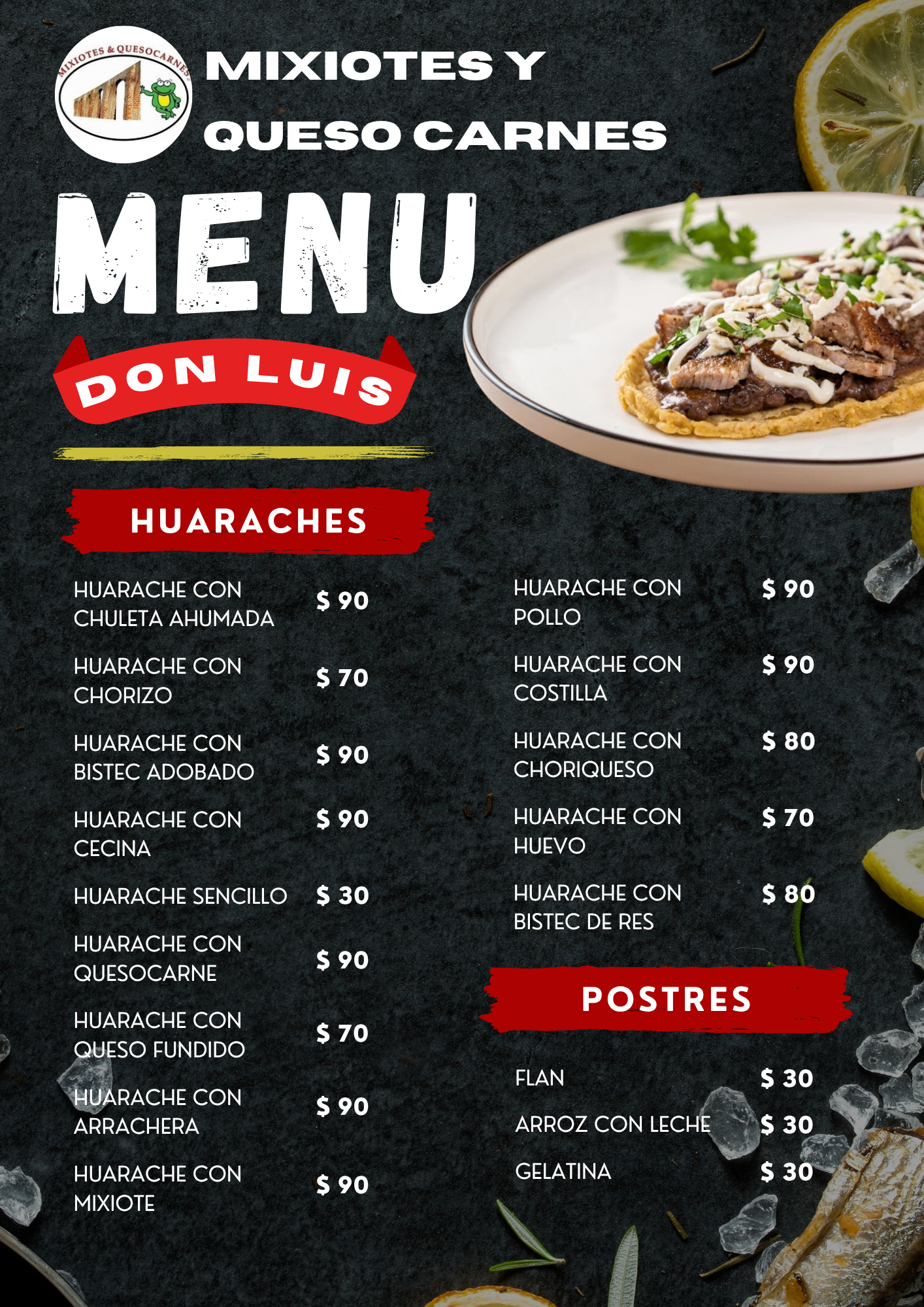 Menú de Chilaquiles y Especialidades
